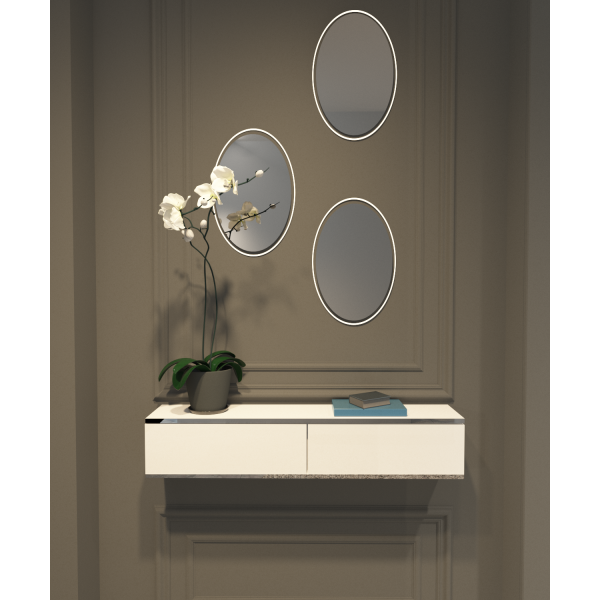 Mobilya Gezegeni Amber Dresuar Beyaz- Gümüş 90 cm