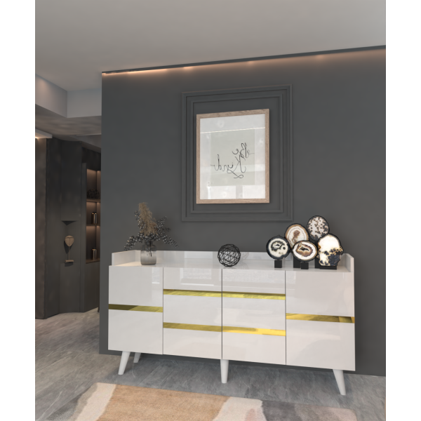 MOBİLYA GEZEGENİ BREMAİN KONSOL BEYAZ GOLD 160 CM V2