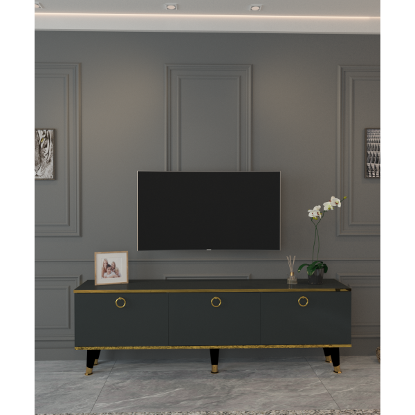 MOBİLYA GEZEGENİ SOHOS  TV ÜNİTESİ ANTRASİT GOLD  150 CM